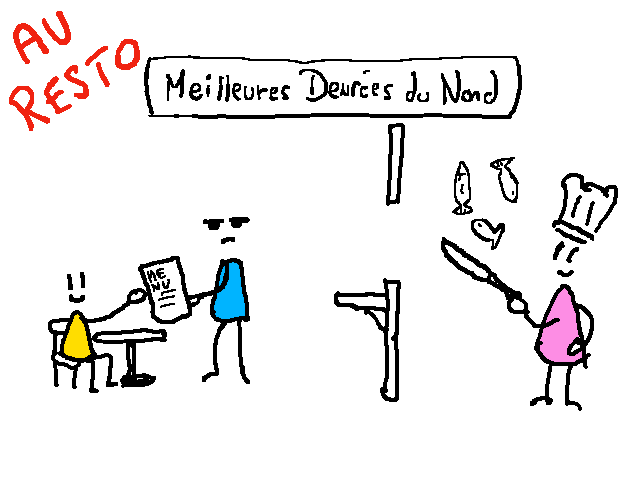 client serveur au resto meilleures denrees du nord