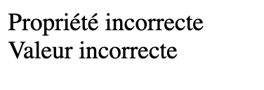 css propriete incorrecte