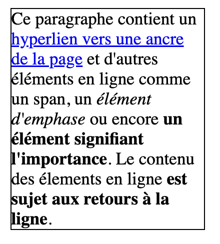 html base elements en ligne