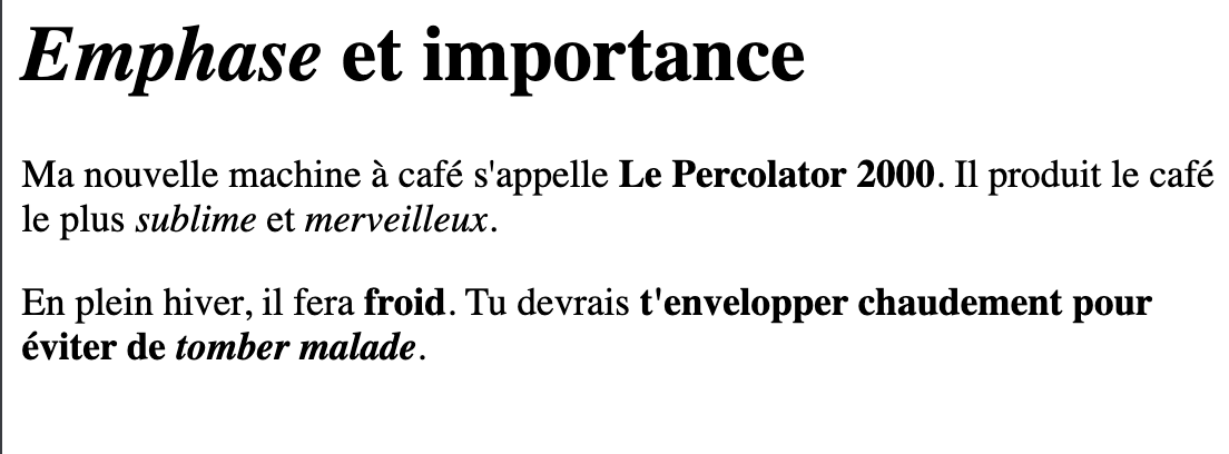 html semantique emphase importance