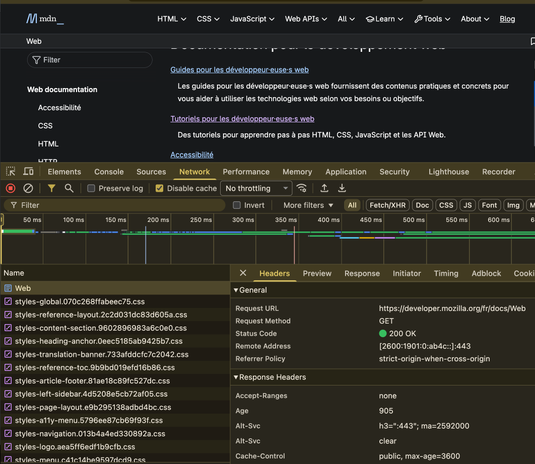 web devtools network